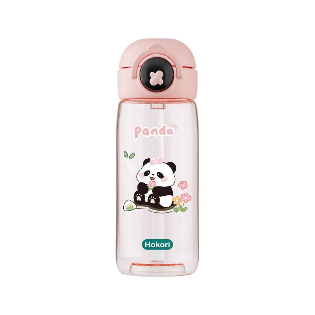 Bình nước trẻ em Panda 480ml Hokori 0080, Bình Tập Uống Cho Bé Yêu Việt Nhật Cao Cấp, Bình nước trẻ em có ống hút GD VN