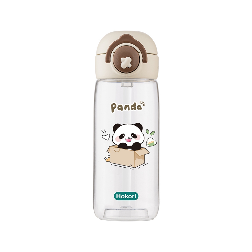 Bình nước trẻ em Panda 480ml Hokori 0080, Bình Tập Uống Cho Bé Yêu Việt Nhật Cao Cấp, Bình nước trẻ em có ống hút GD VN