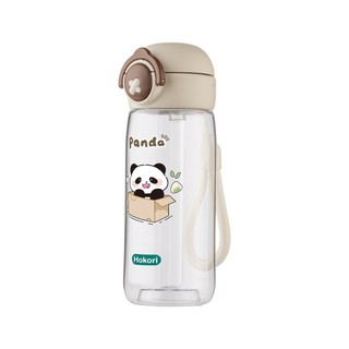 Bình nước trẻ em Panda 480ml Hokori nhựa VIỆT NHẬT - Trong suốt, chống tràn, cho bé đi học 0080