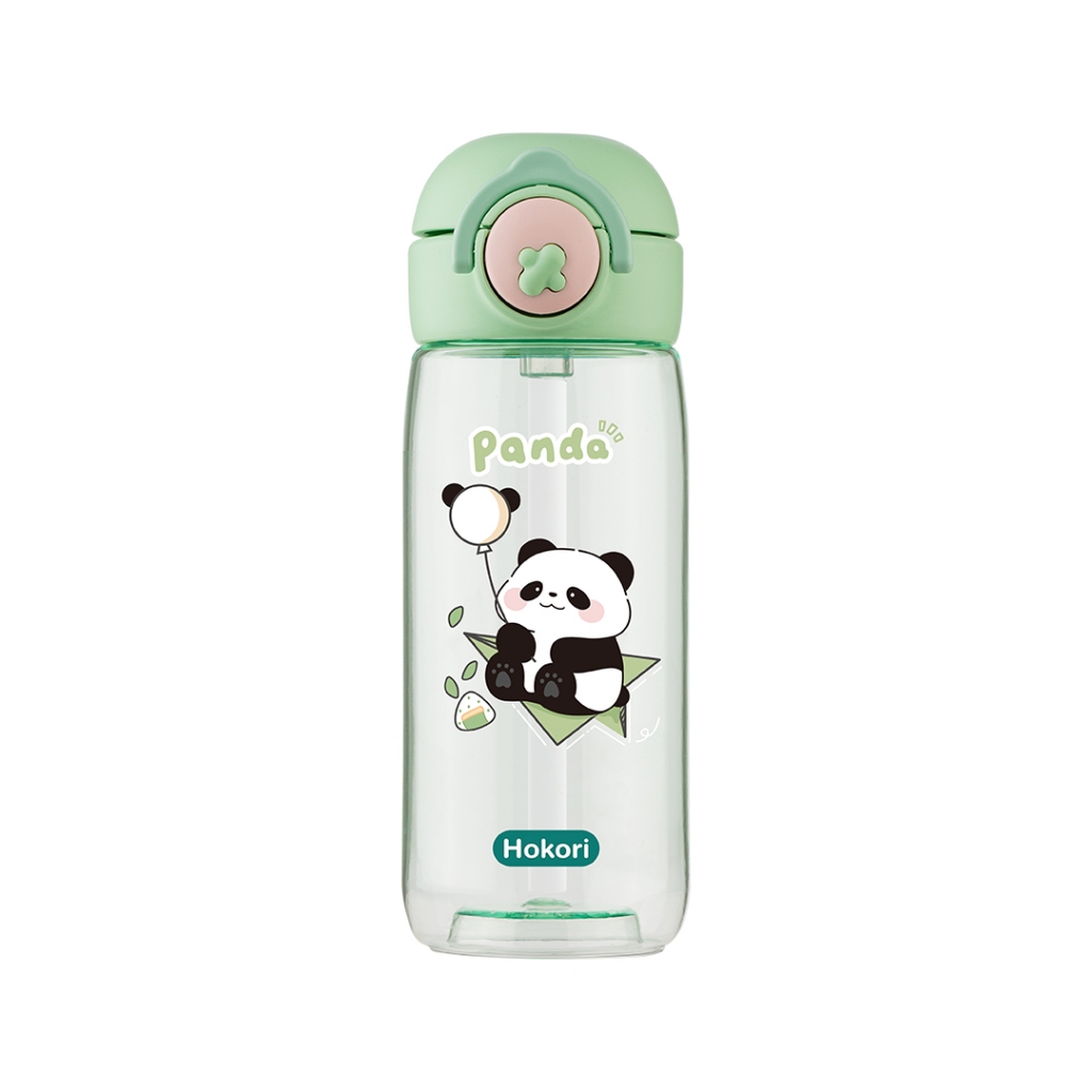 Bình nước trẻ em Panda 480ml Hokori 0080, Bình Tập Uống Cho Bé Yêu Việt Nhật Cao Cấp, Bình nước trẻ em có ống hút GD VN