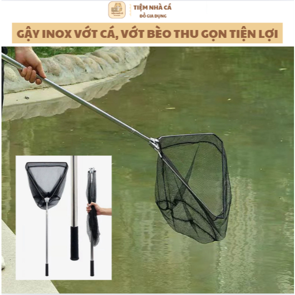 Gậy Vợt 3M Vớt Cá, Vớt Bèo Inox Tam Giác Liền Vành, Sào Vớt Cá Vớt Rác ...