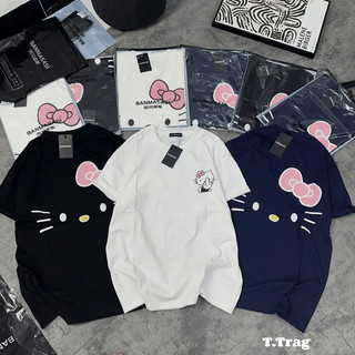 Áo thun chất cotton su form rộng tay lỡ - kitty fuck đeo nơ in hai mặt