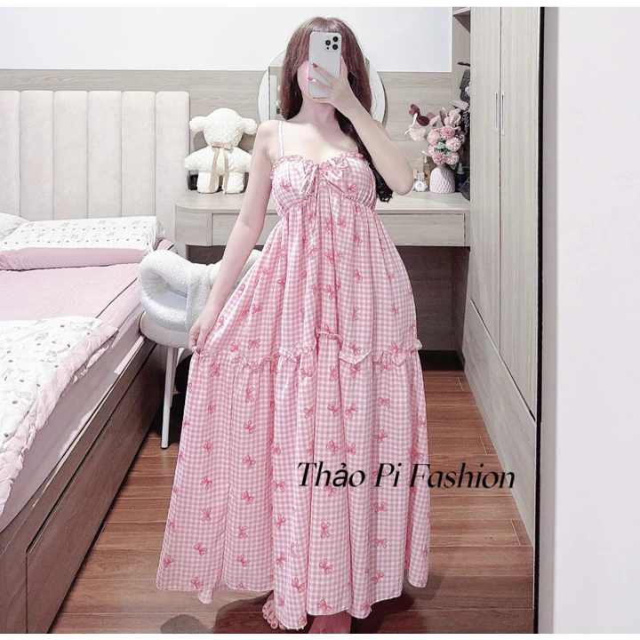 Đầm hai dây đầm maxi dáng dài rút dây nhiều màu đầm hằng ngày - MRD