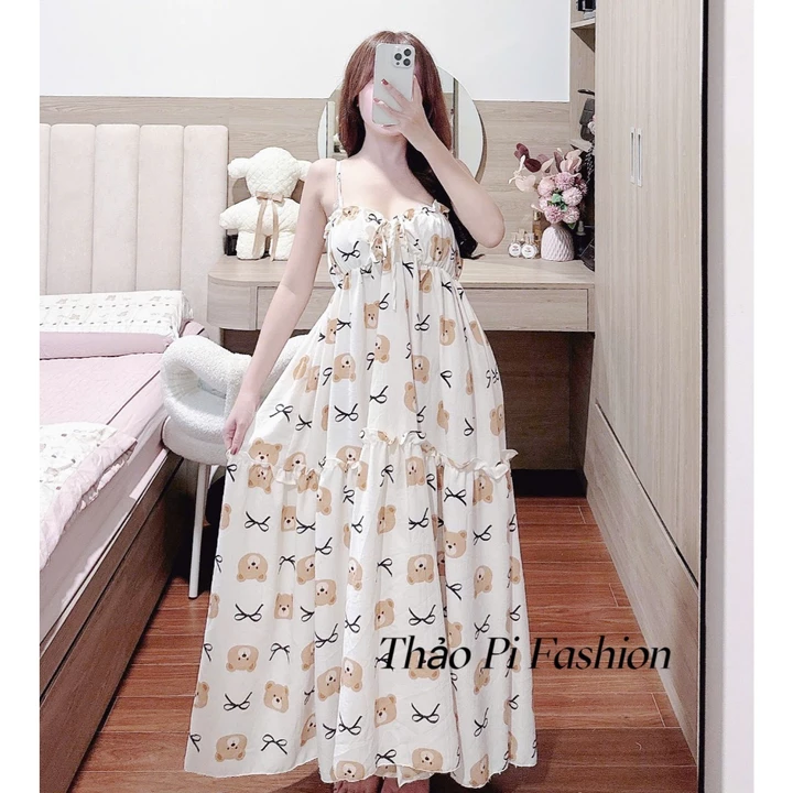 Đầm hai dây đầm maxi dáng dài rút dây nhiều màu đầm hằng ngày - MRD