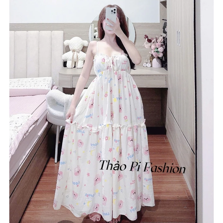 Đầm hai dây đầm maxi dáng dài rút dây nhiều màu đầm hằng ngày - MRD