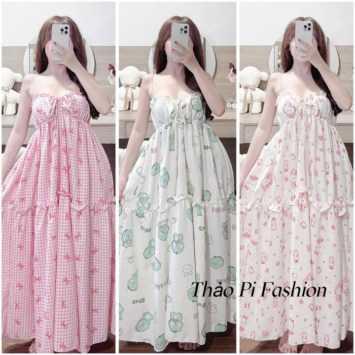 Đầm hai dây đầm maxi dáng dài rút dây nhiều màu đầm hằng ngày - MRD