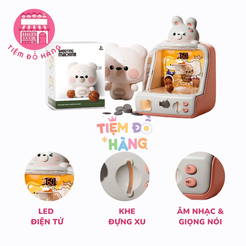 Đồ Chơi Máy Bắn Bóng Rổ Tính Điểm Có Màn Hình LED Hiển Thị, Có Đèn Nhạc