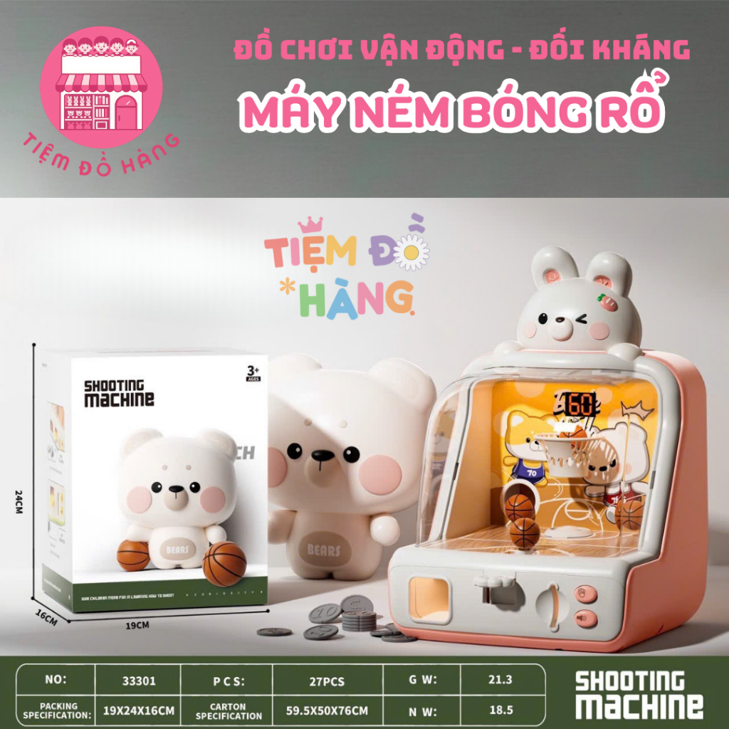 Đồ Chơi Máy Bắn Bóng Rổ Tính Điểm Có Màn Hình LED Hiển Thị, Có Đèn Nhạc