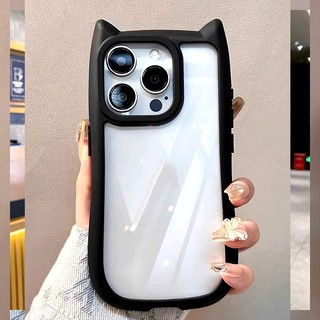 Ốp Lưng iPhone TPU Silicon Tai Mèo Chống Sốc, Trong Suốt, Bảo Vệ Camera - iP 7/8/X/XS/11/12/13/14/15/16/17/Plus/Pro/Max