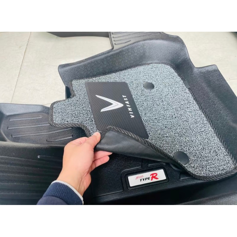 Thảm lót sàn nhựa TPE 5D xe Vinfast VF6 tràn viền có rối hàng cao cấp
