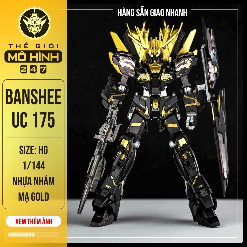 (Bản đặc biệt) Mô hình lắp ráp UC Banshee 175 phun sơn nhám gold - tặng ...