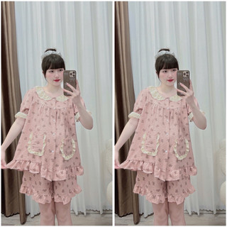 Bộ bầu - Bộ Sau Sinh - BỘ ĐÙI VÂN MÂY HỌA TIẾT CỔ BÈO - 2 Túi, nhiều Màu , Áo Có Khoá Kéo Hai Bên & Quần Có Chun Chỉnh