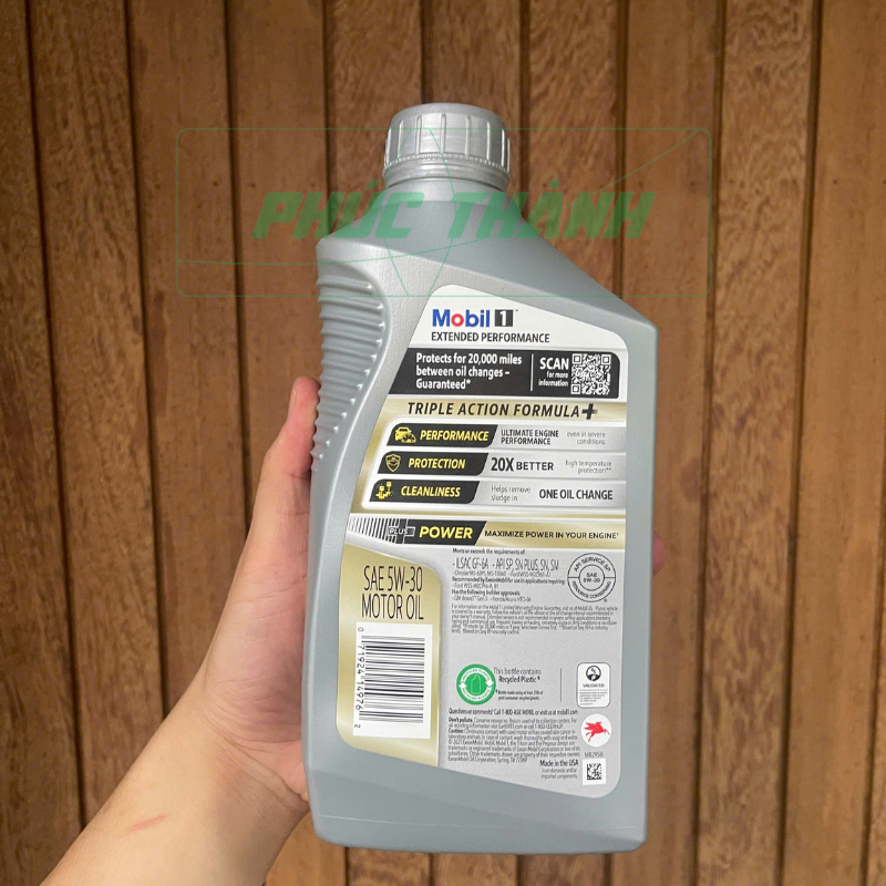 Thùng 6 Chai Dầu Nhớt Tổng Hợp Toàn Phần Ô-Tô MOBIL 1 EP 5W30 946ml Nhập Khẩu USA - Chính Hãng