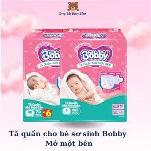 Tã/bỉm quần Mở Một Bên Bobby cho bé sơ sinh - Đầu Tiên Trên Thế Giới iện Lợi, Dễ Mặc - Size NB70+6/S80/S-M62 miếng