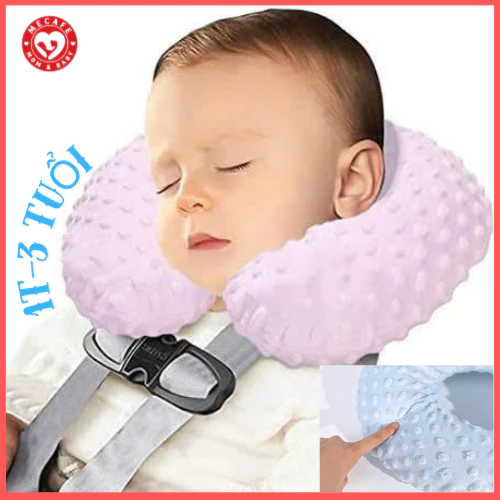 “1-3 Tuổi “ Gối kê cổ cho bé, Gối giữ cổ massa cổ trẻ em đi xe Ô tô Chất liệu Muslin, Nhung hạt cao cấp