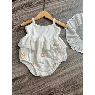 Body 2 dây phối màu xinh xắn  chất liệu Xô muslin cho bé gái