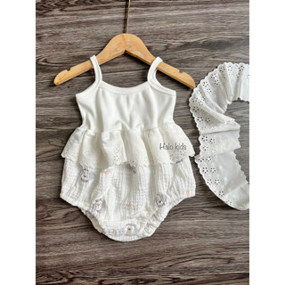 Body 2 dây phối màu xinh xắn  chất liệu Xô muslin cho bé gái