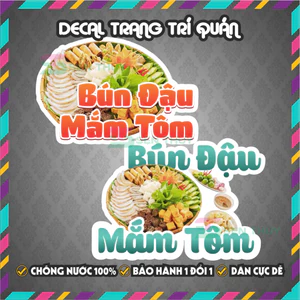 Decal BÚN ĐẬU MẮM TÔM - Decal Dán Tường Trang Trí Quán Ăn, Trà Sữa, Cà Phê.