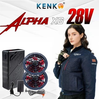 Áo quạt điều hòa KENKO ALPHA X6 28V 24000mAh, áo điều hòa Nhật Bản không chổi than chống nước, Bảo Hành 12 tháng 1 đổi 1