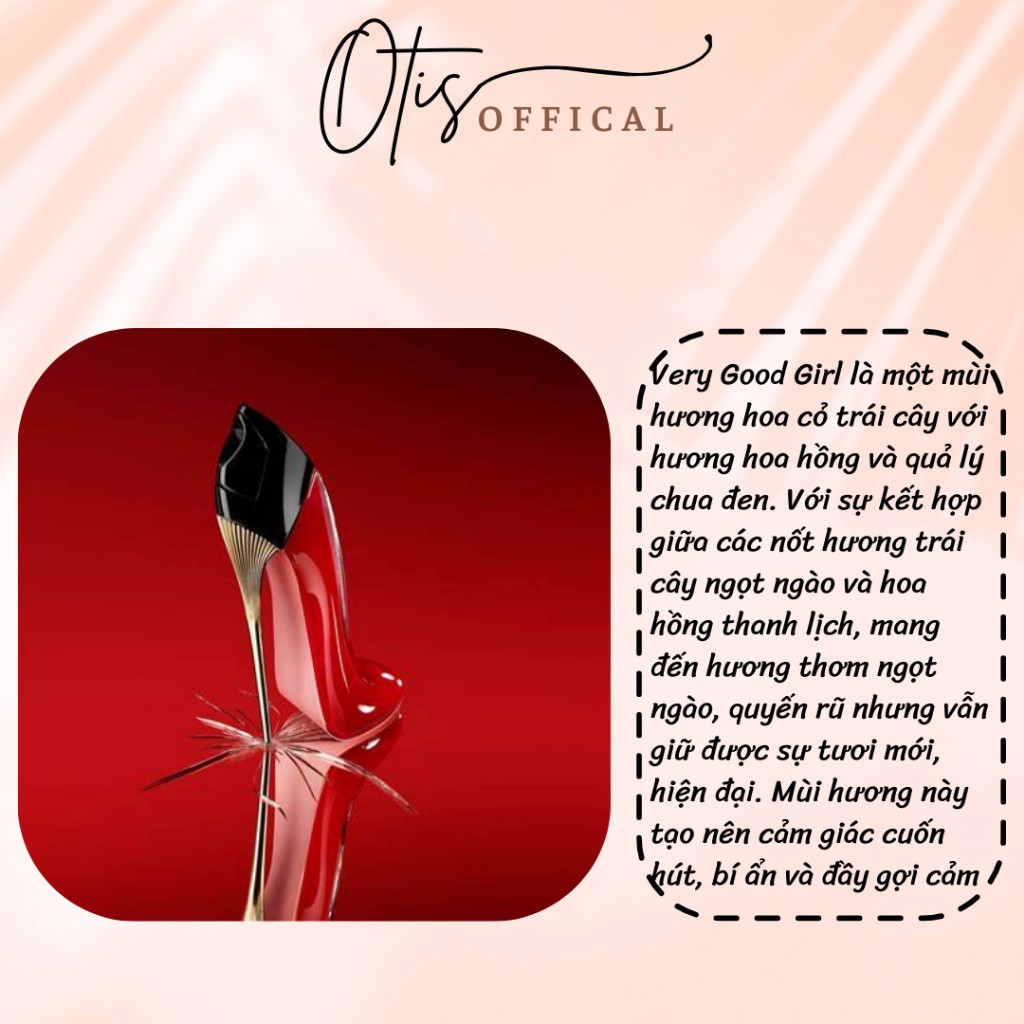 Nước Hoa Chiết 10ml Nữ Carolina Herrera Very Good Girl (Đỏ) Hương thơm Quyến rũ, Nổi bật, Sang trọng