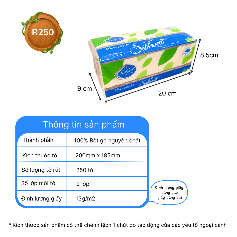 Bịch 36 gói Khăn giấy rút lụa Silkwell 250 tờ 2 lớp mềm mại, chất giấy mềm mịn, siêu dai, không mủn