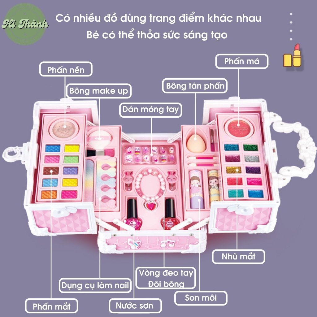 Cốp Đồ Chơi Trang Điểm Vali Trang Điểm Đồ Chơi Cho Bé Gái Túi Xách Trang Điểm Mô Phỏng Thật - Đồ Chơi PUPU HOUSE