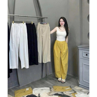 Quần Baggy From Chuẩn Chất Kaki Mềm Dáng Trơn Basic Cạp Cúc Lưng Chun Siêu Hack Dáng