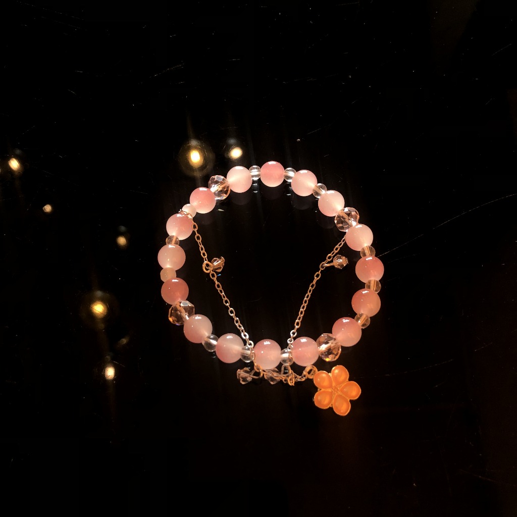 Vòng Tay Hồng Ngọc Nhẹ Nhàng Kèm Charm Hoa   Aurora Atelier