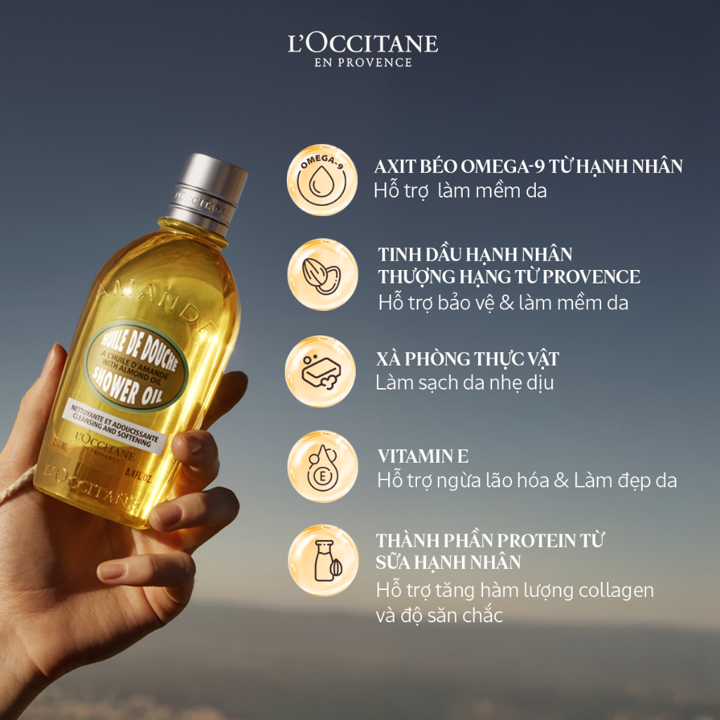 Ảnh Sữa Tắm Dạng Dầu Hương Hạnh Nhân L'Occitane Almond Shower Oil 250ml - 500ml 3