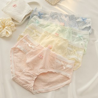 Combo 3 Quần lót nữ cotton viền ren đính nơ dễ thương icon thỏ xinh xắn King Shop L-2861