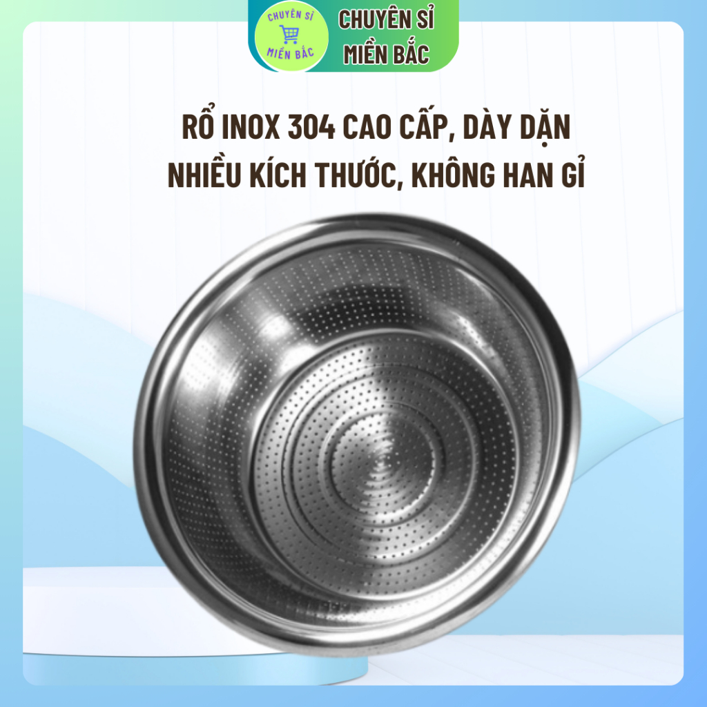 Rổ inox 304 cao cấp an toàn tuyệt đối cho sức khỏe, rá vo gạo