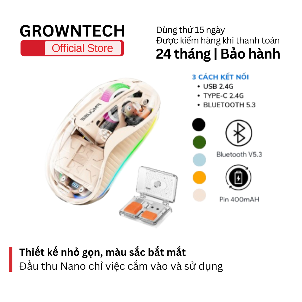 Chuột không dây M333 kết nối bluetooth - usb 2.4ghz, nhỏ gọn, phù hợp ...