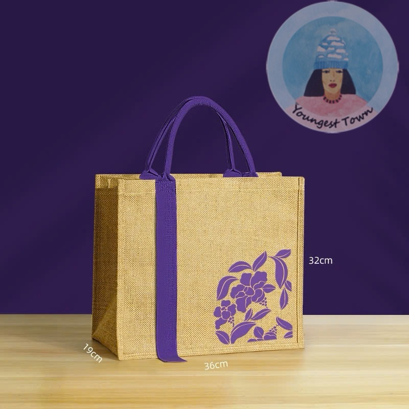 Túi cói hoạ tiết tím lịm không dây kéo 🙆‍♀️