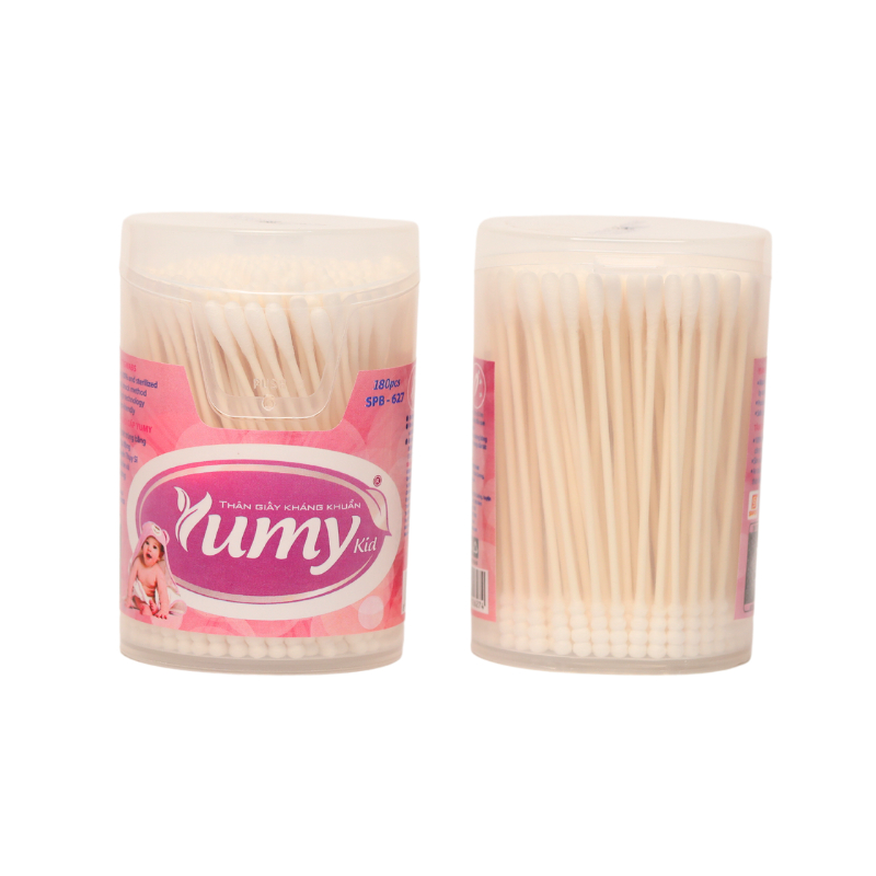 Combo 10 hộp Bông ngoáy tai trẻ em YUMY Baby 180 que thân giấy an toàn mềm mại cho bé (TB01-627)