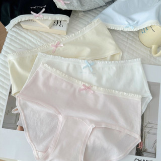 Combo 6 Quần Lót Nữ Cotton Viền Ren Đính Nơ Xinh, Quần Chip Mềm Đáy 2 Lớp Thoáng King Shop L-4119