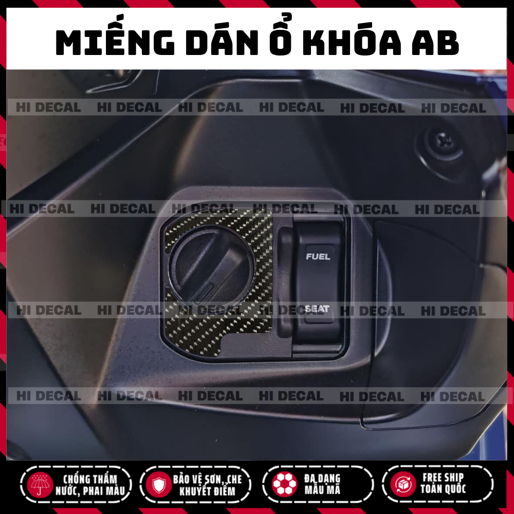 Tem dán ổ khoá AB Carbon bảo vệ chống xước, tem dán trang trí xe AB AriBlade chống nước chống phai màu