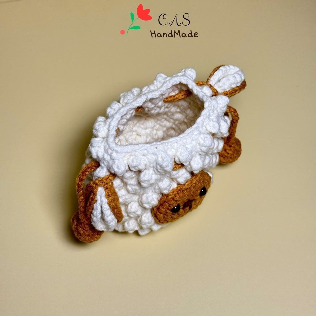 [Có sẵn] Túi dây rút mini 9x10cm đựng tai nghe, tiền đựng tỏi cho bé phụ kiện bằng len handmade