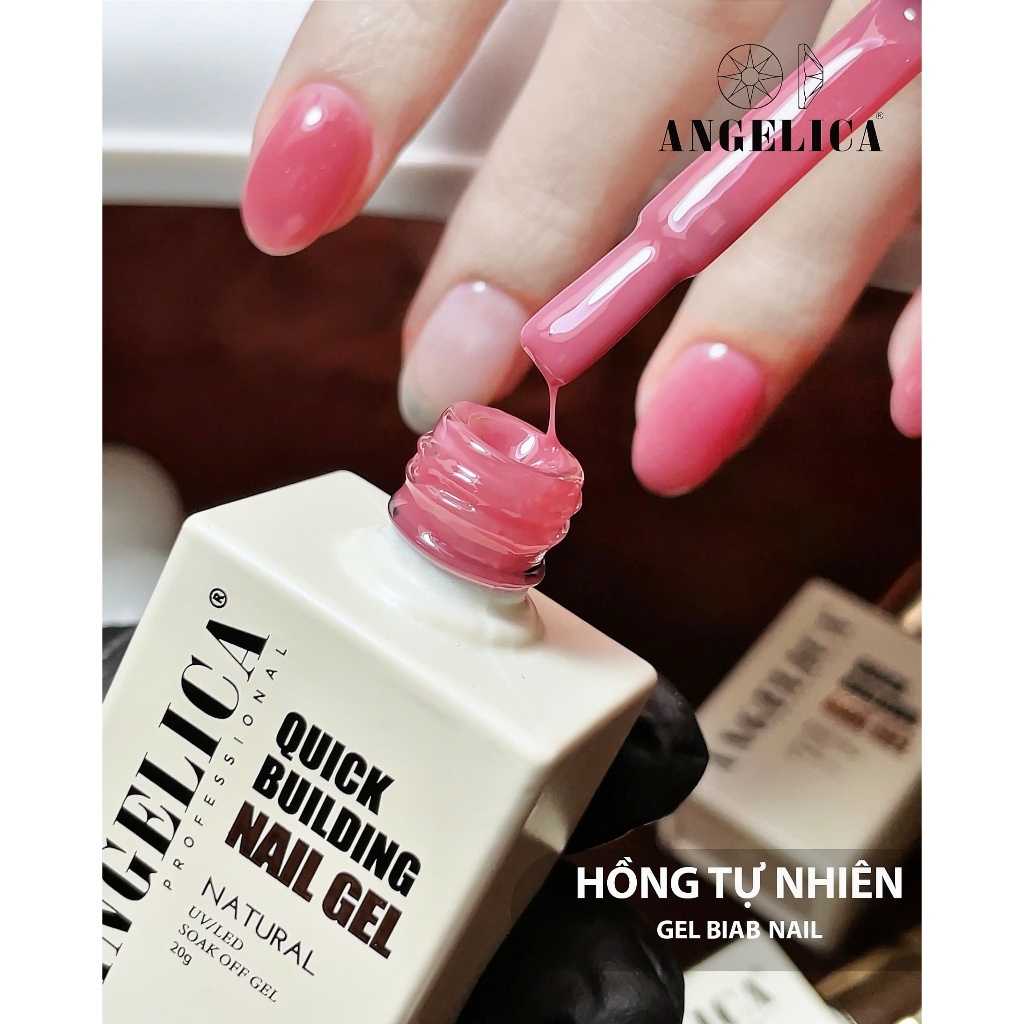 Gel Biab Màu Hồng Tự Nhiên ANGELICA Chính Hãng Chai 20g - Gel Biad Cao Cấp Nail ANG-QBN