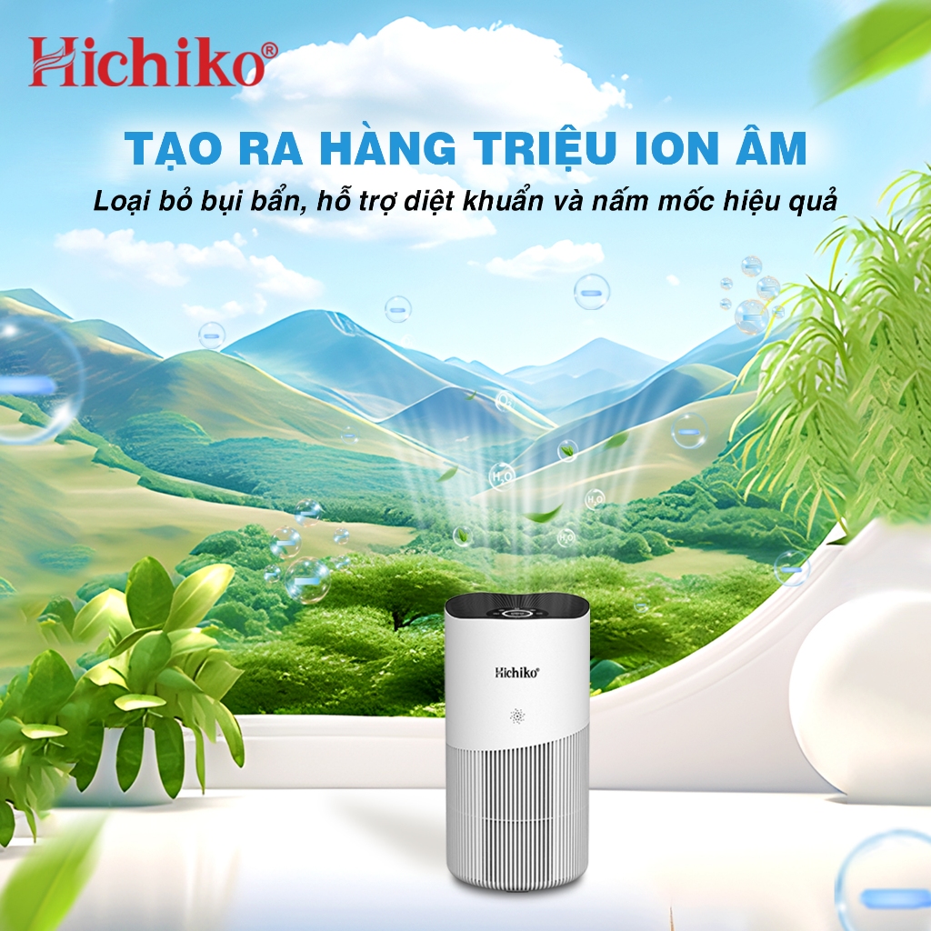 Máy lọc không khí Hichiko HC50K2 Hepa H14, 50m2, Công nghệ ion âm, Màng lọc lông thú cưng