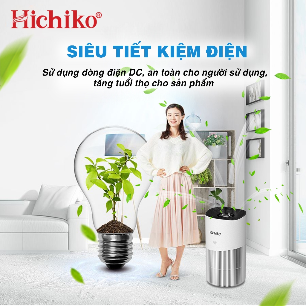 Máy lọc không khí Hichiko HC50K2 Hepa H14, 50m2, Công nghệ ion âm, Màng lọc lông thú cưng