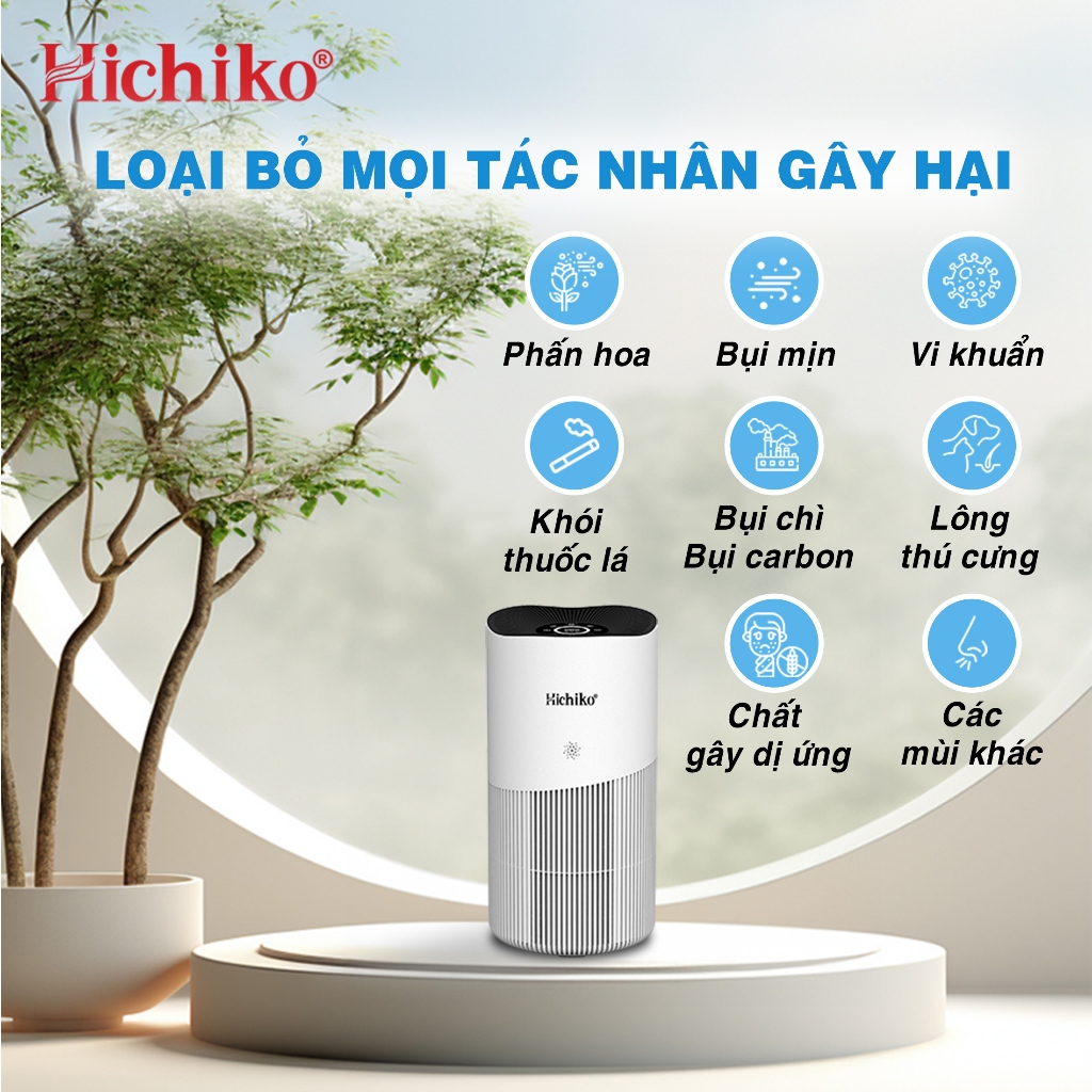 Máy lọc không khí Hichiko HC50K2 Hepa H14, 50m2, Công nghệ ion âm, Màng lọc lông thú cưng