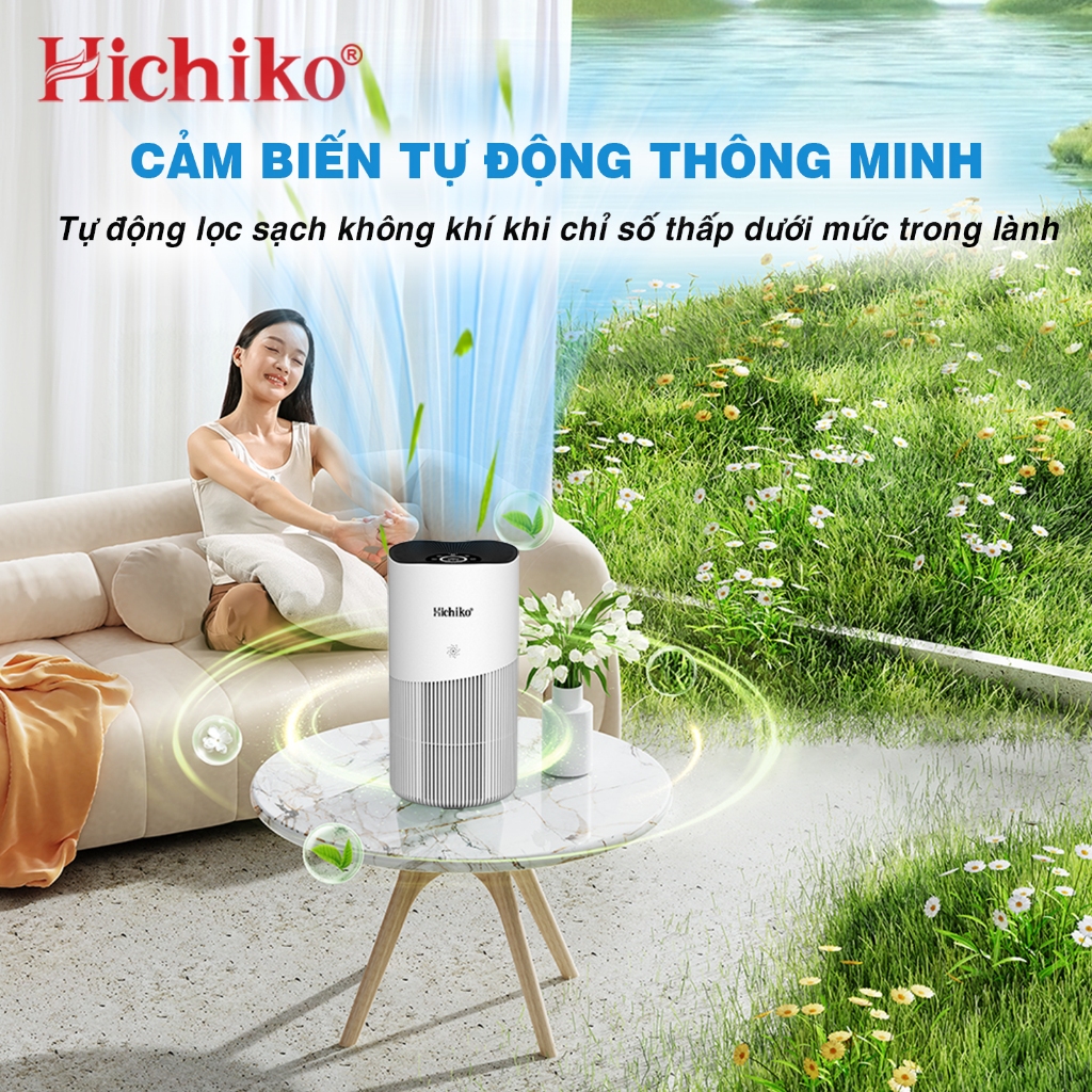 Máy lọc không khí Hichiko HC50K2 Hepa H14, 50m2, Công nghệ ion âm, Màng lọc lông thú cưng