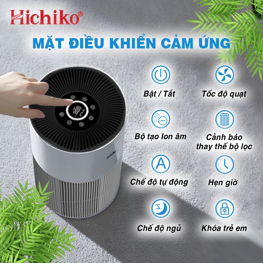 Máy lọc không khí Hichiko HC50K2 Hepa H14, 50m2, Công nghệ ion âm, Màng lọc lông thú cưng