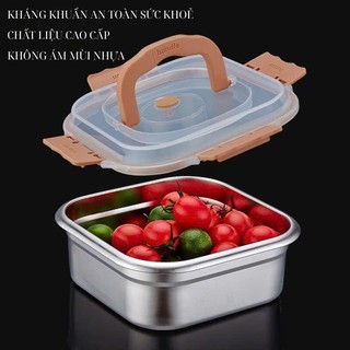 Hộp Đựng Thực Phẩm Inox Có Nắp Đậy Lỗ Thoát Khí, Hộp Bảo Quản Thức Ăn Chịu Nhiệt 2 Kích Cỡ Tiện Dụng