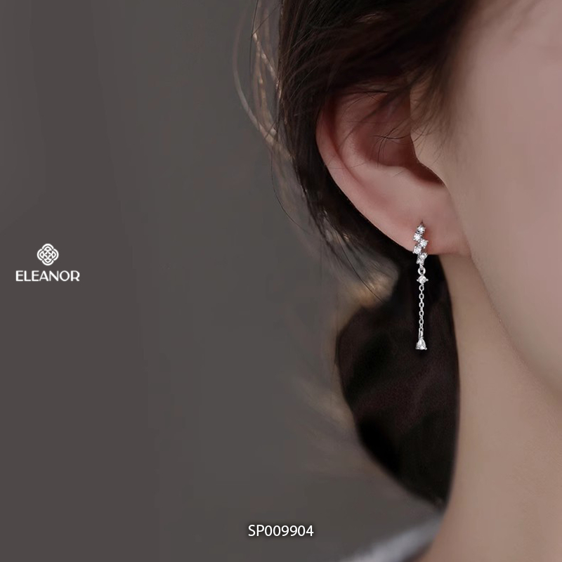Bông tai nữ chuôi bạc 925 Eleanor Accessories dáng thả đính đá phụ kiện trang sức khuyên tai 9904