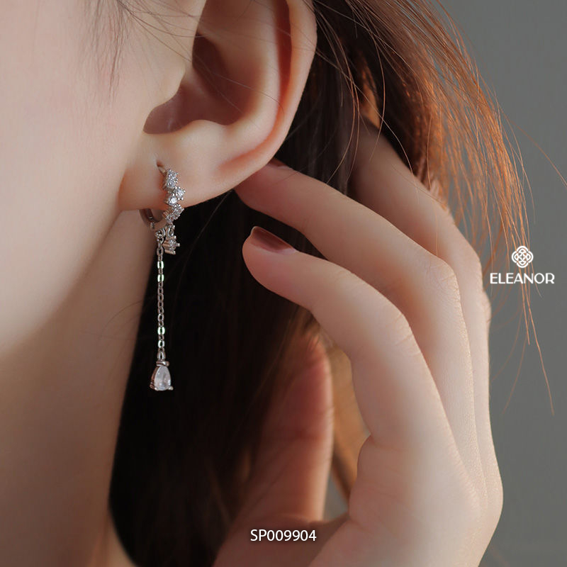 Bông tai nữ chuôi bạc 925 Eleanor Accessories dáng thả đính đá phụ kiện trang sức khuyên tai 9904