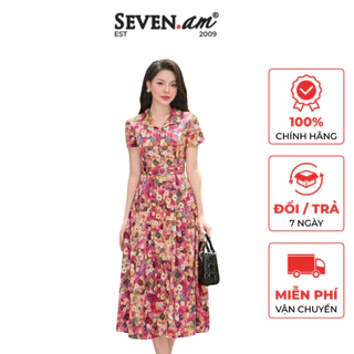 Đầm xòe họa tiết vân chấm thời trang nữ Seven.AM H633673I