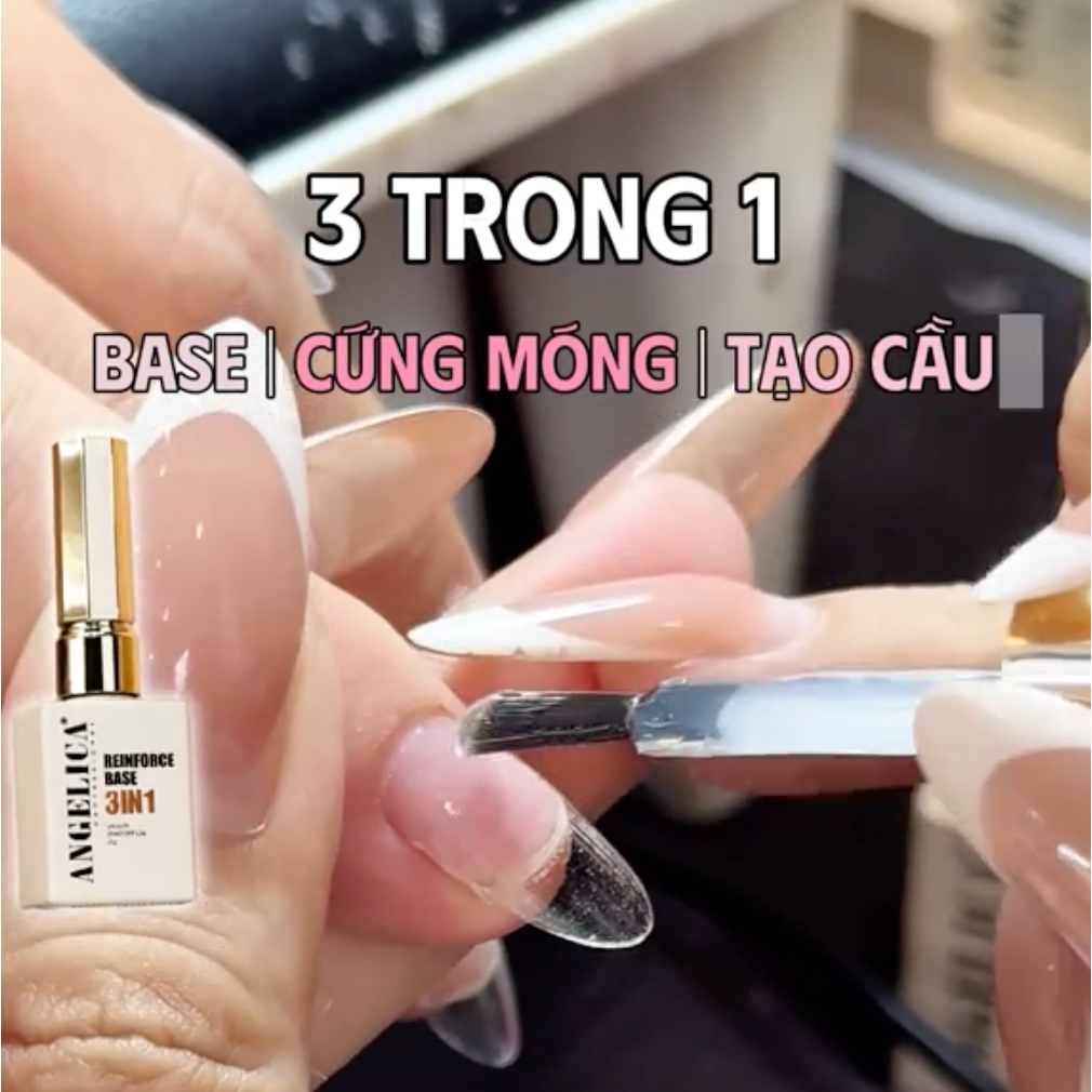 Siêu Cứng Móng 3 Trong 1 Angelica - Chất Gel Đặc Mướt Hạn Chế Gây Nóng Móng Tay ANG-CM