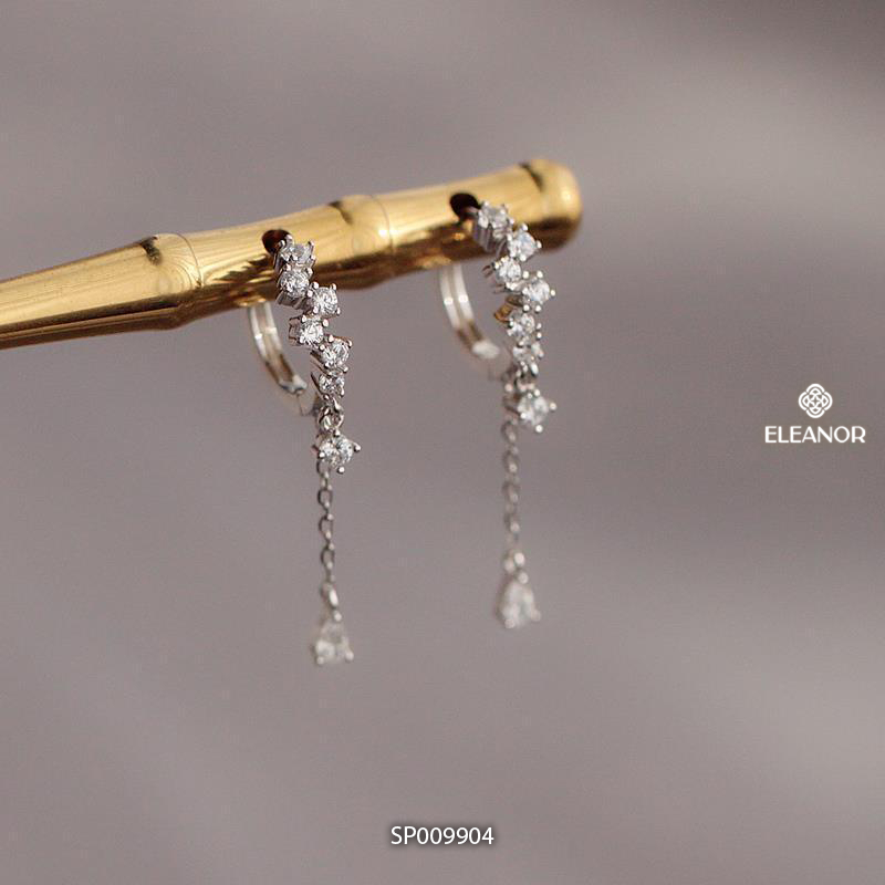 Bông tai nữ chuôi bạc 925 Eleanor Accessories dáng thả đính đá phụ kiện trang sức khuyên tai 9904