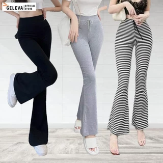 Quần Ống Loe Nữ Cạp Lưng Cao Chất Cotton Co Giãn, Quần Ống Vảy Bass Geleva LEG429